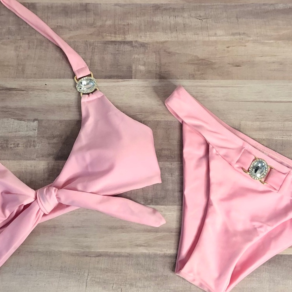 Pink Bikini with Jewel Accents - Size Small